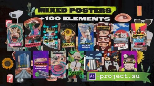 Videohive - Mixed Posters and 100 Collage Elements - 54254304 - Project for After Effects