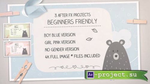 Videohive - 4k Photo Baby Album And Shower Invitation | 3 Templates | Boy Girl And No Gender Colors Versions - 54533471