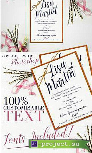 Wedding Invitation PSD Mockup Template