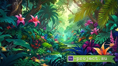 Stunning Rainforest With Colorful Flower 34542154