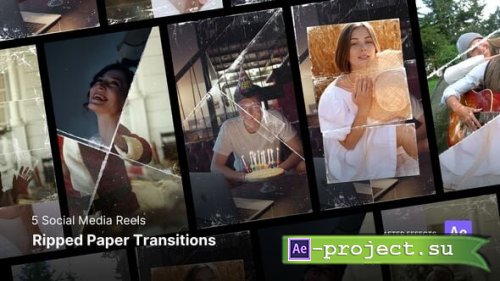 Videohive - Social Media Reels - Ripped Paper Transitions After Effects Project Files - 54849547