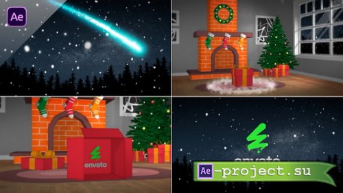 Videohive - Christmas Fireplace with Logo Reveal - 55036024 - Project for After Effects