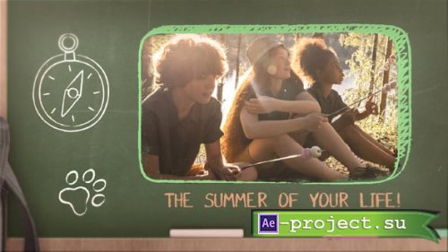 Videohive - Kids And Teens Adventure And Hike Summer Camp Chalkboard Opener - 55044160 - Project for After Effects