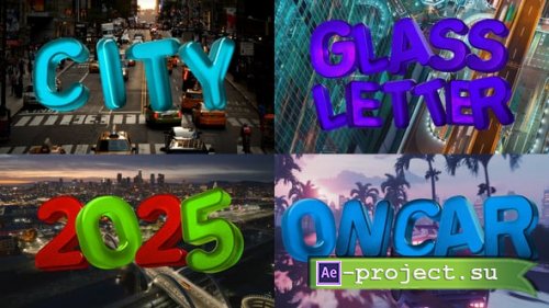 Videohive - Colorful Glass 3D Letters Pack - 55112058 - Project for After Effects