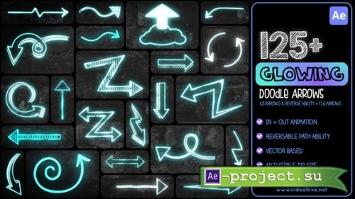 Videohive - 125+ Glowing Doodle Arrows Pack - 55315440 - Project for After Effects