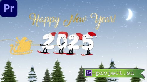 Videohive - New Year Cartoon Skier 2025 | MOGRT - 55290580 - Premiere Pro Templates