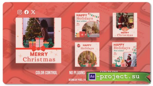 Videohive - Merry Christmas | Happy New Year Posts V1 - 55535185 - Project for After Effects