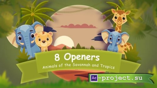 Videohive - 8 Opener with Animals of the Savannah and Tropics - 55580235 - Project for After Effects