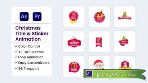 Videohive - Christmas Title & Stickers Pack - 55609785 - Project for After Effects