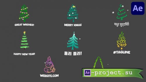 Videohive - Cartoon Christmas Trees Animations Icons And Titles for After Effects - 56033823