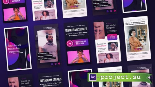 Videohive - Instagram Stories Vertical Magenta Violet - 56047487 - Project for After Effects