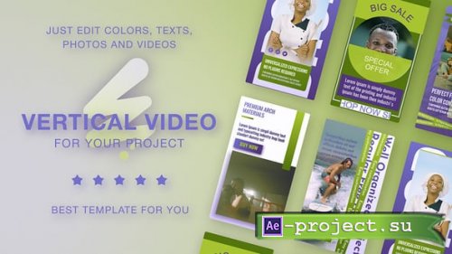 Videohive - Instagram Vertical Stories Green Violet - 56197737 - Project for After Effects