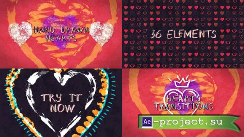Videohive - Doodle Hand Drawn Hearts Collection - 56495514 - Project for After Effects