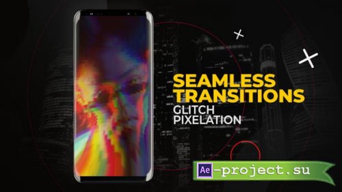 Videohive - Vertical Glitch Pixelation Transitions | After Effects - 56584970 - Project for After Effects