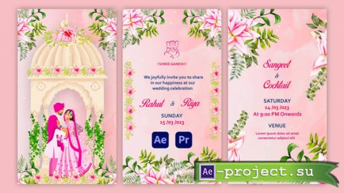 Videohive - Romantic Pink Floral Wedding Invitation Instagram Story - 57055646 - Project for After Effects