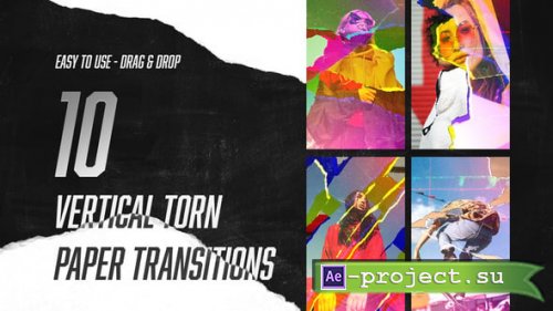 Videohive - Vertical Torn Paper Transitions - 58096856 - Project for After Effects