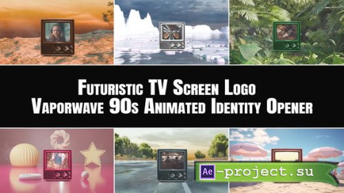 Videohive - Futuristic TV Screen Logo  Vaporwave 90s Animated Identity Opener - 58142270