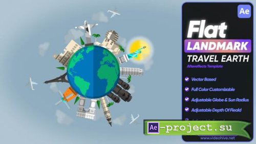 Videohive - Flat Landmark Travel Earth - 58143042 - Project for After Effects