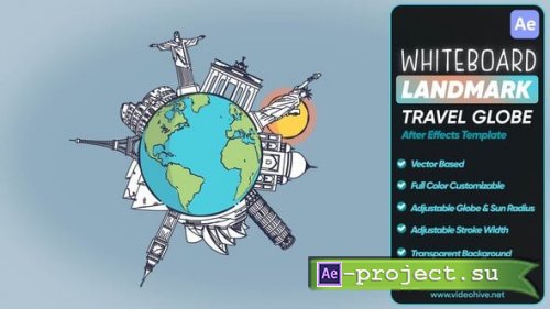 Videohive - Whiteboard Landmarks Travel Globe - 58295404 - Project for After Effects