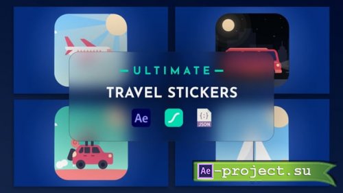 Videohive - Travel Stickers Animation - 58322564 - Project for After Effects