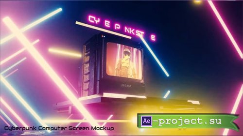 Videohive - Cyberpunk Computer Screen Mockup - 58504468 - Project for After Effects