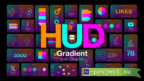 Videohive - HUD Gradient Icon Graphs - 58578249 - Project for After Effects