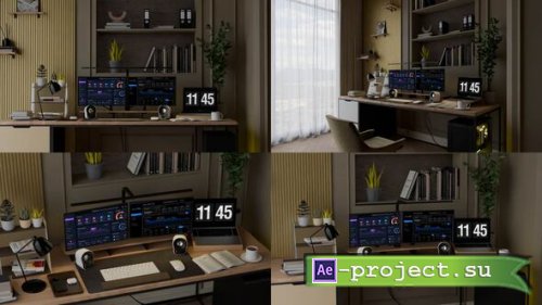 Videohive - Workflow monitor and computer laptop in the room - 58548596 - Project for After Effects