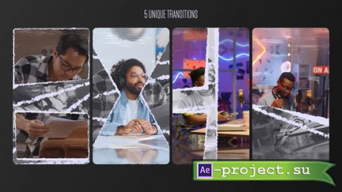 Videohive - Vertical Paper Transitions - 58606635 - Project for After Effects