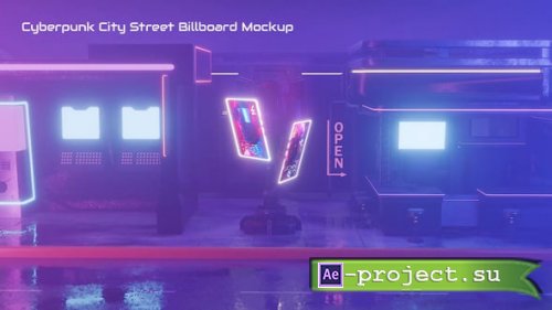 Videohive - Cyberpunk City Street Billboard Mockup - 58655079 - Project for After Effects