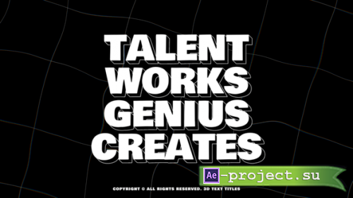 Videohive - 3d Text Titles - 58726865 - Project for After Effects