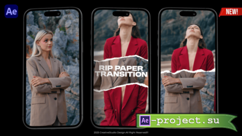Videohive - Instagram Reels Rip Paper Transition Pack - 58792227 - Project for After Effects