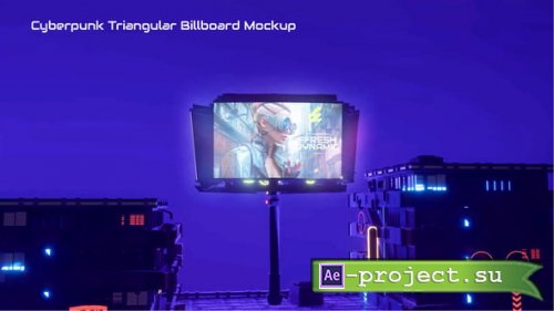 Videohive - Cyberpunk Triangular Billboard Mockup - 58988367 - Project for After Effects