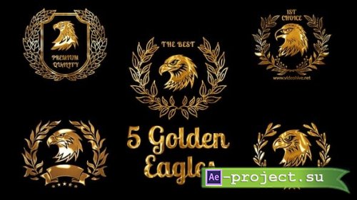 Videohive - 5 Golden Emblems with Eagles Heads - 59048100 - Project for After Effects