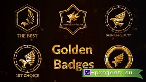 Videohive - 5 Golden Badges with Birds - 59096012 - Project for After Effects
