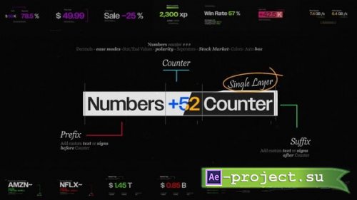 Videohive - Numbers Counter Text Animation Pack | Text Preset Tool & 53 Premade Scene Setups - 59187519