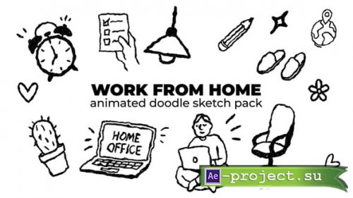 Videohive - Work From Home - Animated Doodle Sketch Pack - 59209316 - Project for After Effects