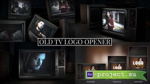 Videohive - Vintage CRT Screen Logo Opener Vertical Version included - 59341480 - Project for After Effects