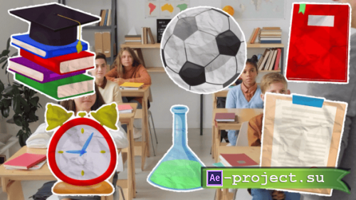 Videohive - Back to school paper elements. - 59360273 - Project for After Effects