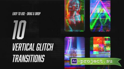 Videohive - Vertical Glitch Transitions - 59359626 - Project for After Effects