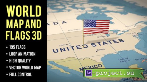 Videohive - World Map and Flags 4K - 59414619 - Project for After Effects