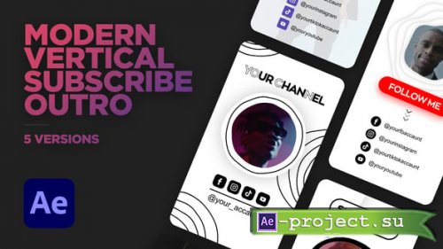 Videohive - Modern Vertical Subscribe Outro - 59427694 - Project for After Effects