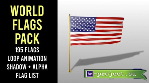 Videohive - World Flags Pack Loop Shadow + Alpha - 59435277 - Project for After Effects