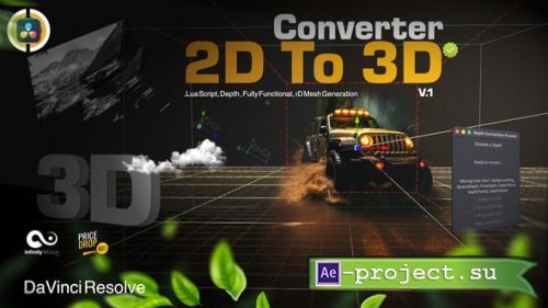 Videohive - Convert 2D to 3D Image | One Click DaVinci Resolve - 57861505