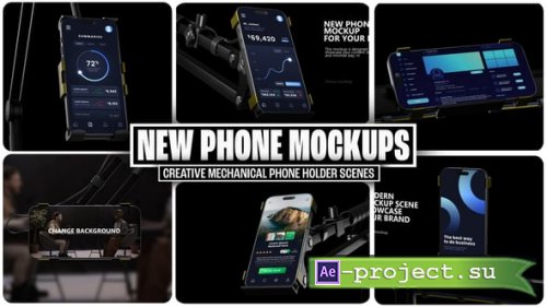 Videohive - 3D Mechanical Phone Stand Mockup  Modern Mobile Device Display Kit - 59529120 - Project for After Effects