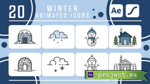 Videohive - set of winter icons pack animation video - 59549812 - Project for After Effects
