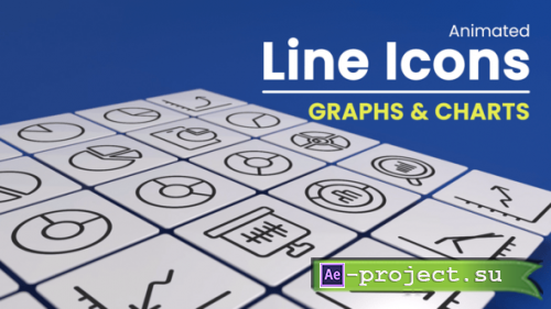 Videohive - 50 Animated Graphs and Charts Line Icons - 59601018 - Project for After Effects