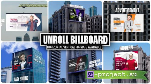 Videohive - Unroll Billboard Mockup  Realistic 3D Outdoor Advertising Display Kit - 59529250 - Project for After Effects
