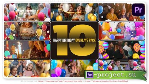 Videohive - Happy Birthday Overlays Pack - 59830675 - Premiere Pro Templates 