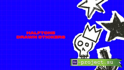 Videohive - Halftone Hand Drawn Stickers - 59833255 - Premiere Pro Templates