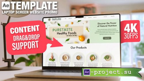 Videohive - Laptop Screen Mockup in Cozy Room - 30sec Website or Application Promo - 6 Scenes AE Template - 53497088